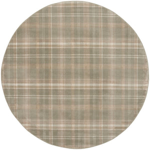 HomeRoots 6' Olive Green and Ivory Plaid Area Rug - Cozy, Durable Design Perfect for Family Spaces and More 8' Round 569863