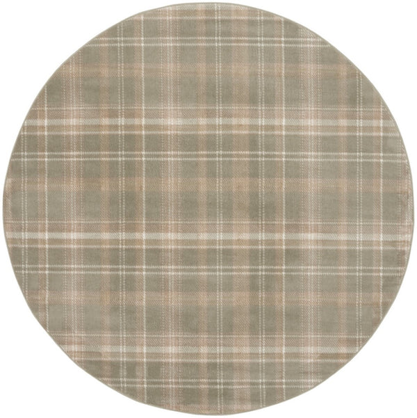 HomeRoots 6' Olive Green and Ivory Plaid Area Rug - Cozy, Durable Design Perfect for Family Spaces and More 8' Round 569863