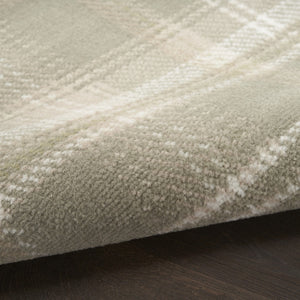 HomeRoots 6' Olive Green and Ivory Plaid Area Rug - Cozy, Durable Design Perfect for Family Spaces and More 8' Round 569863