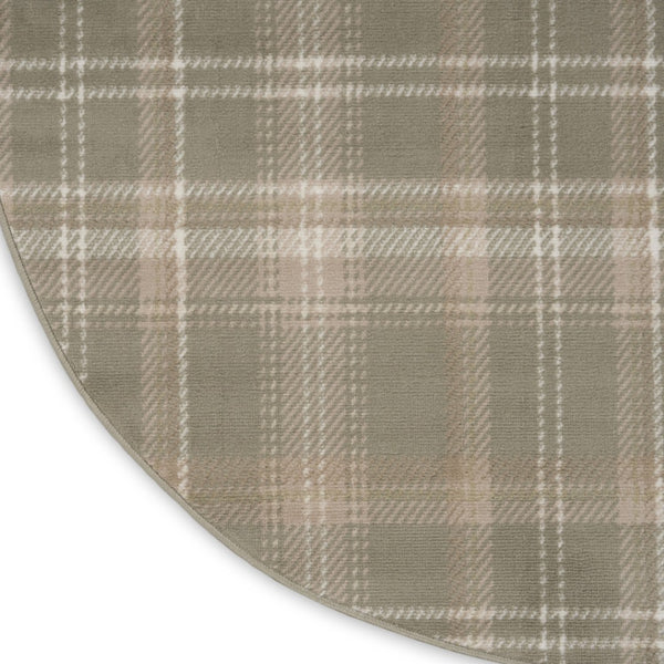 HomeRoots 6' Olive Green and Ivory Plaid Area Rug - Cozy, Durable Design Perfect for Family Spaces and More 8' Round 569863
