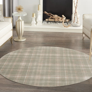 HomeRoots 6' Olive Green and Ivory Plaid Area Rug - Cozy, Durable Design Perfect for Family Spaces and More 8' Round 569863