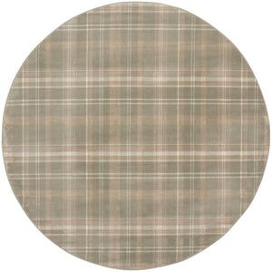 HomeRoots 6' Olive Green and Ivory Plaid Area Rug - Cozy, Durable Design Perfect for Family Spaces and More 8' Round 569863