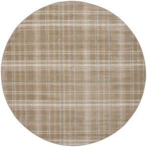 Homeroots 8' Taupe And Ivory Plaid Round Rug  Polypropylene 569864