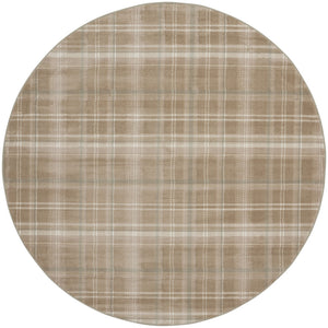 Homeroots 8' Taupe And Ivory Plaid Round Rug  Polypropylene 569864