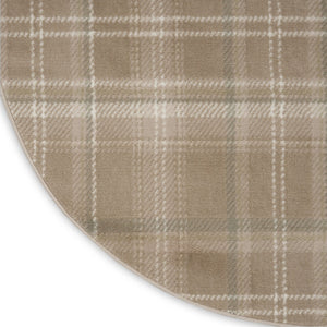 HomeRoots 8' Taupe and Ivory Plaid Rug - Durable, Family-Friendly Floor Covering for Cozy Living Spaces 8' Round 569864