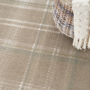 HomeRoots 8' Taupe and Ivory Plaid Rug - Durable, Family-Friendly Floor Covering for Cozy Living Spaces 8' Round 569864