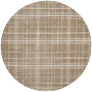 HomeRoots 8' Taupe and Ivory Plaid Rug - Durable, Family-Friendly Floor Covering for Cozy Living Spaces 8' Round 569864