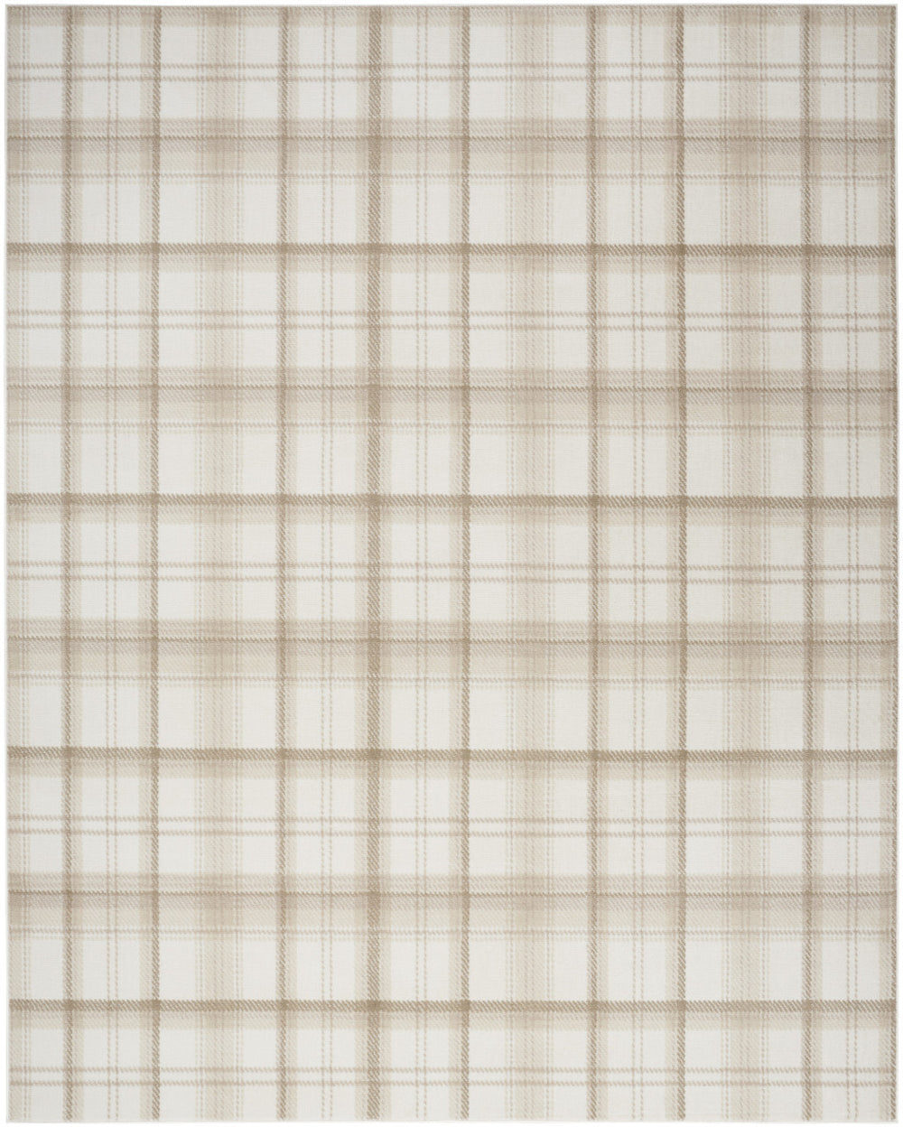 Homeroots 9' X 12' Ivory Plaid Power Loom Area Rug  Polypropylene 569867