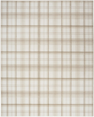 Homeroots 9' X 12' Ivory Plaid Power Loom Area Rug  Polypropylene 569867