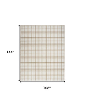 Homeroots 9' X 12' Ivory Plaid Power Loom Area Rug  Polypropylene 569867