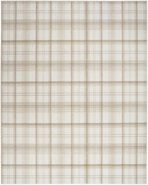 Homeroots 9' X 12' Ivory Plaid Power Loom Area Rug  Polypropylene 569867