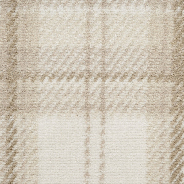 HomeRoots 8' Ivory Plaid Round Rug - Timeless Power-Loomed Design for Classic Elegance in Any Space 9' X 12' 569867