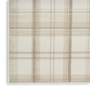 HomeRoots 8' Ivory Plaid Round Rug - Timeless Power-Loomed Design for Classic Elegance in Any Space 9' X 12' 569867