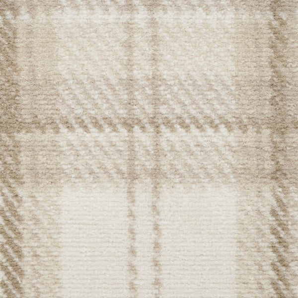 HomeRoots 8' Ivory Plaid Round Rug - Timeless Power-Loomed Design for Classic Elegance in Any Space 9' X 12' 569867
