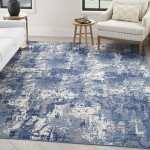 Homeroots 9' X 12' Blue Abstract Power Loom Area Rug  Polypropylene 569869
