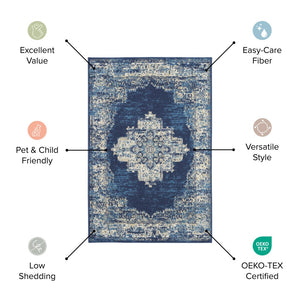 HomeRoots 9' Modern Blue Abstract Area Rug – Power Loomed for Durability and Style in Any Living Space 9' X 12' 569869