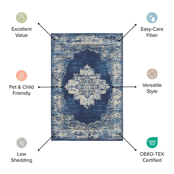 HomeRoots 9' Modern Blue Abstract Area Rug – Power Loomed for Durability and Style in Any Living Space 9' X 12' 569869