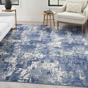HomeRoots 9' Modern Blue Abstract Area Rug – Power Loomed for Durability and Style in Any Living Space 9' X 12' 569869