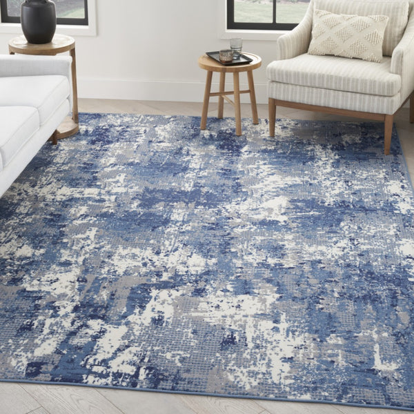 HomeRoots 9' Modern Blue Abstract Area Rug – Power Loomed for Durability and Style in Any Living Space 9' X 12' 569869