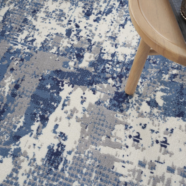 HomeRoots 9' Modern Blue Abstract Area Rug – Power Loomed for Durability and Style in Any Living Space 9' X 12' 569869