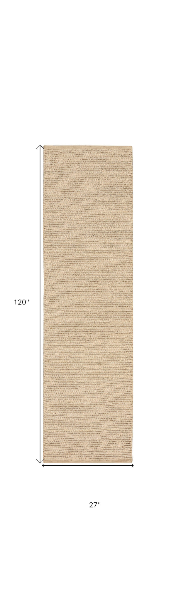 Homeroots 10' Beige Jute Hand Woven Runner Rug  Jute 569874