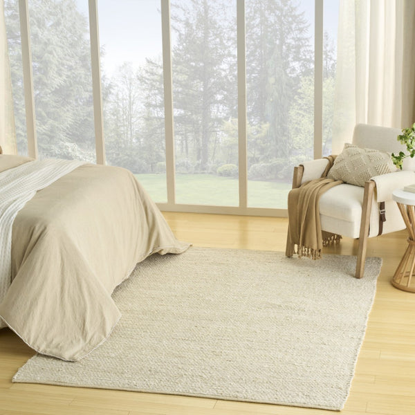 HomeRoots 4' Hand Woven Ivory Jute Area Rug - Timeless Texture for Entryways, Bedrooms, and Coastal Decor 4' X 6' 569877