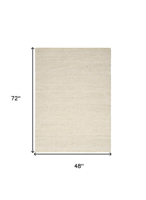 Homeroots 4' X 6' Ivory Jute Hand Woven Area Rug  Jute 569877
