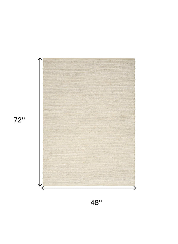 Homeroots 4' X 6' Ivory Jute Hand Woven Area Rug  Jute 569877