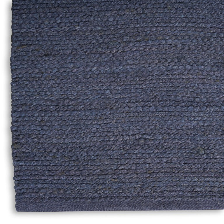 Handwoven Jute Flatweave Area Rug Solid Navy Natural Fiber Accent for Any Room or Dining Space