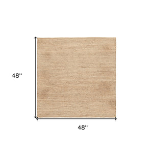 Homeroots 4' Beige Jute Hand Woven Square Rug  Jute 569880