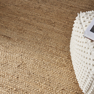 Homeroots 4' Beige Jute Hand Woven Square Rug  Jute 569880