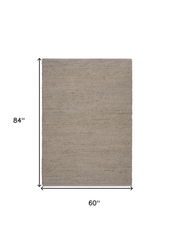 Homeroots 5' X 7' Gray Jute Hand Woven Area Rug  Jute 569881