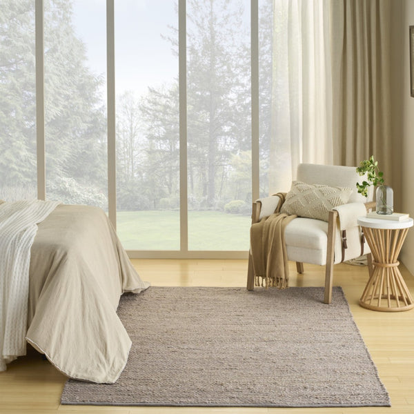 HomeRoots 4' Hand Woven Gray Jute Area Rug - Artisan Crafted, Durable, Natural Texture for Stylish Home Decor 5' X 7' 569881