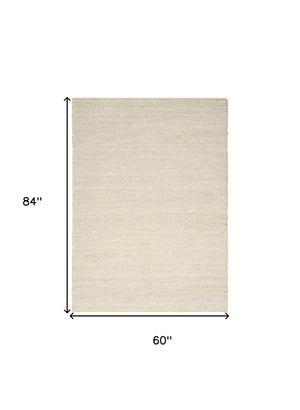 Homeroots 5' X 7' Ivory Jute Hand Woven Area Rug  Jute 569882