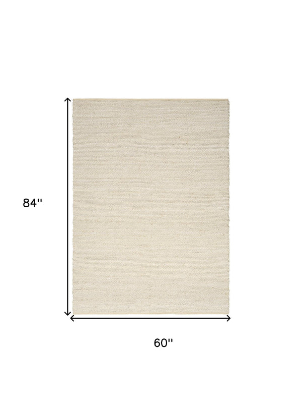 Homeroots 5' X 7' Ivory Jute Hand Woven Area Rug  Jute 569882