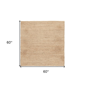 Homeroots 5' Beige Jute Hand Woven Square Rug  Jute 569885