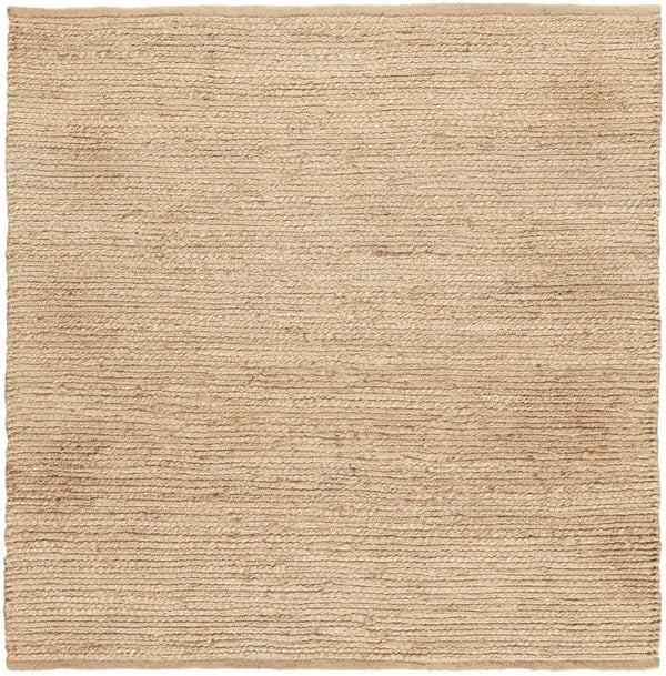 HomeRoots 5' Hand-Woven Beige Jute Rug - Natural Elegance, Versatile Design for Any Room's Cozy Atmosphere 5' Square 569885