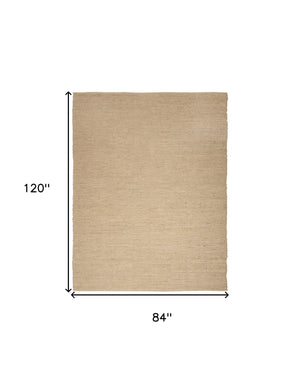 Homeroots 7' X 10' Beige Jute Hand Woven Area Rug  Jute 569886