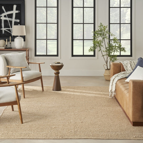 HomeRoots 7' Hand-Woven Beige Jute Area Rug - Eco-Friendly, Durable Design for Elegance in Any Living Space 7' X 10' 569886