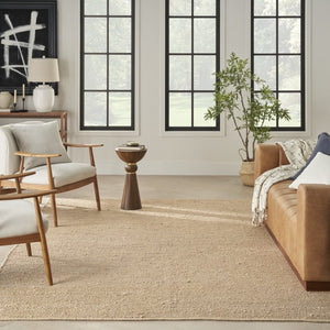 HomeRoots 7' Hand-Woven Beige Jute Area Rug - Eco-Friendly, Durable Design for Elegance in Any Living Space 9' X 12' 569891