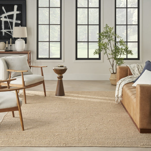 HomeRoots 7' Hand-Woven Beige Jute Area Rug - Eco-Friendly, Durable Design for Elegance in Any Living Space 9' X 12' 569891