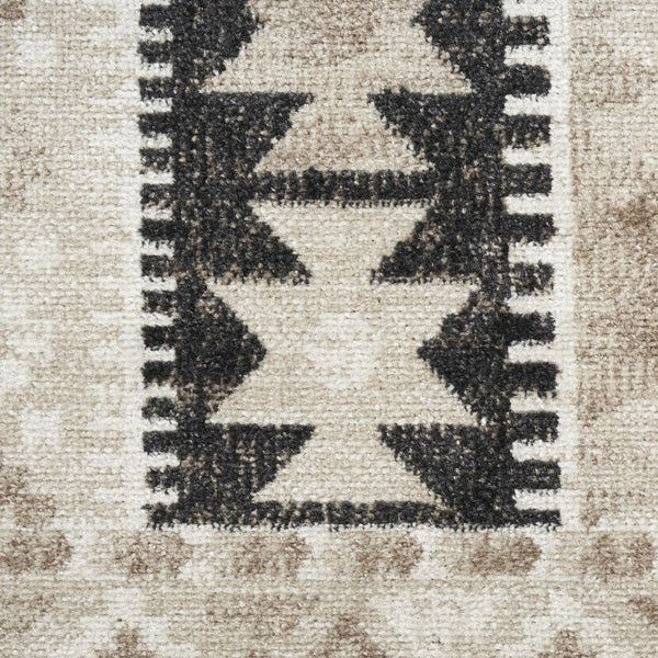 Homeroots 5' Geometric Flatweave Area Rug In Beige, Black & Tan – Durable, Stylish, Stain-resistant Design!  Polyester 569900