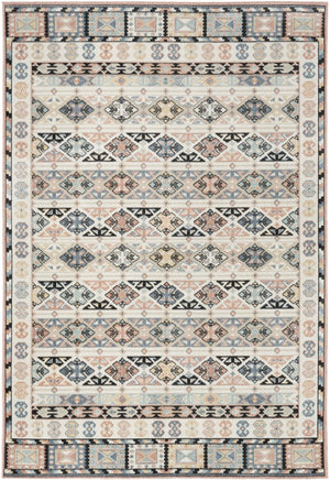 Homeroots 5' Geometric Ivory Tan & Black Flatweave Area Rug - Stain Resistant, Durable & Stylish For Any Room  Polyester 569903