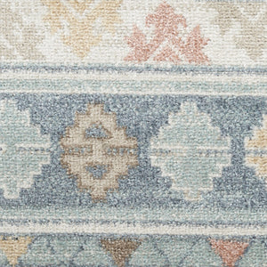 Homeroots 5' Geometric Flatweave Area Rug In Blue & Orange – Stylish, Durable & Stain Resistant For Any Room 5' X 7' Polyester 569904