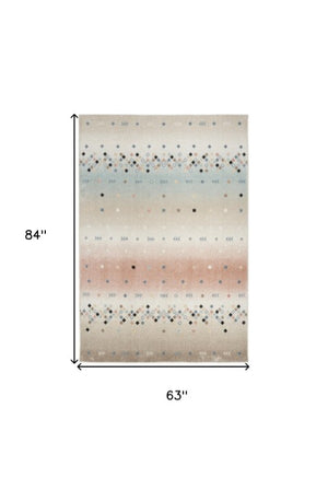 Homeroots 5' Tan Orange And Ivory Geometric Flatweave Area Rug - Durable, Stain Resistant, Perfect For Kids & Pets 5' X 7' Polyester 569905