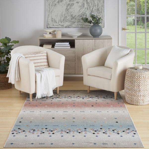 Homeroots 5' Tan Orange And Ivory Geometric Flatweave Area Rug - Durable, Stain Resistant, Perfect For Kids & Pets 5' X 7' Polyester 569905