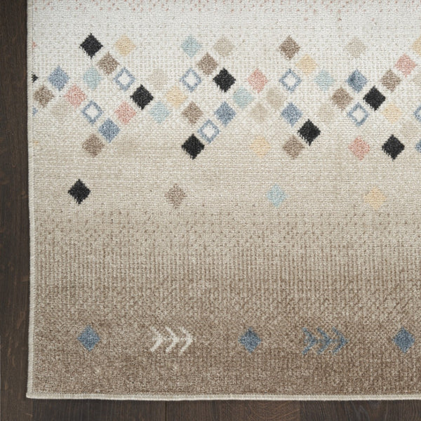 Homeroots 5' Tan Orange And Ivory Geometric Flatweave Area Rug - Durable, Stain Resistant, Perfect For Kids & Pets 5' X 7' Polyester 569905