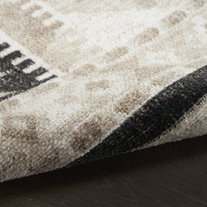 Homeroots 7' Beige Black And Tan Geometric Area Rug - Stain Resistant, Durable, Stylish Flatweave For Homes  Polyester 569906