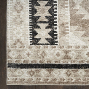 Homeroots 7' Beige Black And Tan Geometric Area Rug - Stain Resistant, Durable, Stylish Flatweave For Homes  Polyester 569906