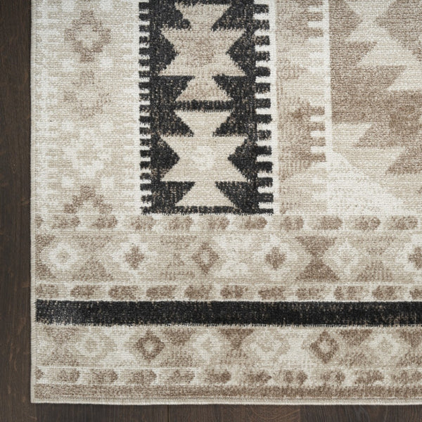 Homeroots 7' Beige Black And Tan Geometric Area Rug - Stain Resistant, Durable, Stylish Flatweave For Homes  Polyester 569906